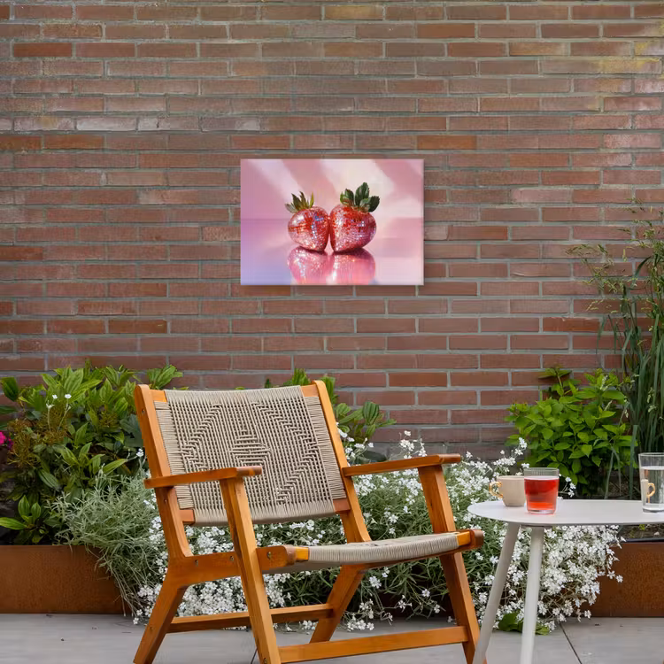 Disco - Fruit - Glitter - Strawberry Tuinposter op houten frame 2 cm dik klein -sfeer3