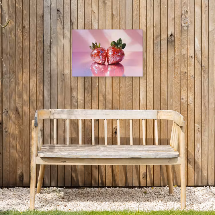 Disco - Fruit - Glitter - Strawberry Tuinposter op houten frame 2 cm dik klein -sfeer4