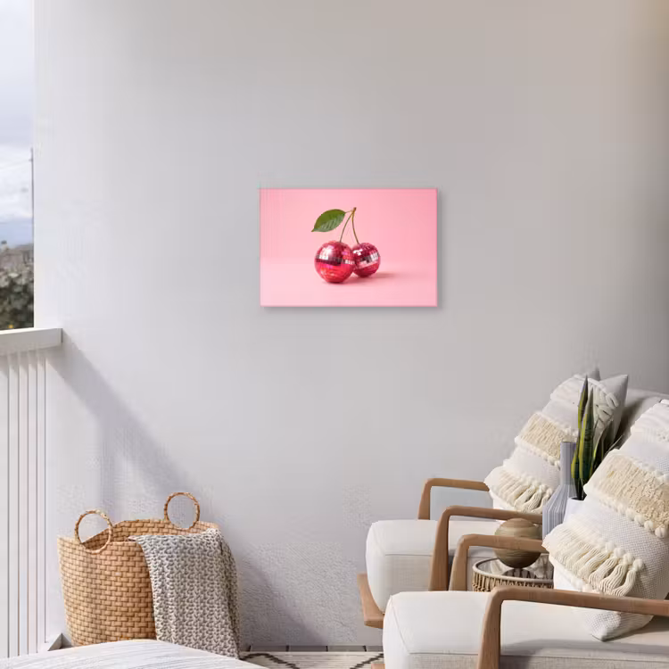 Disco - Kersen - Roze Tuinposter op houten frame 2 cm dik klein -sfeer1