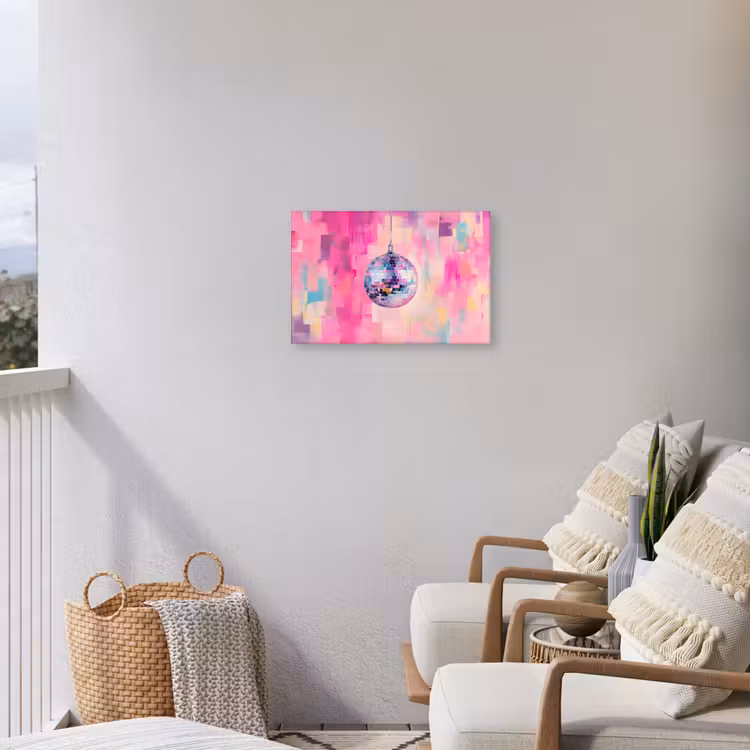 Discobal - Pink - Verf Tuinposter op houten frame 2 cm dik klein -sfeer1