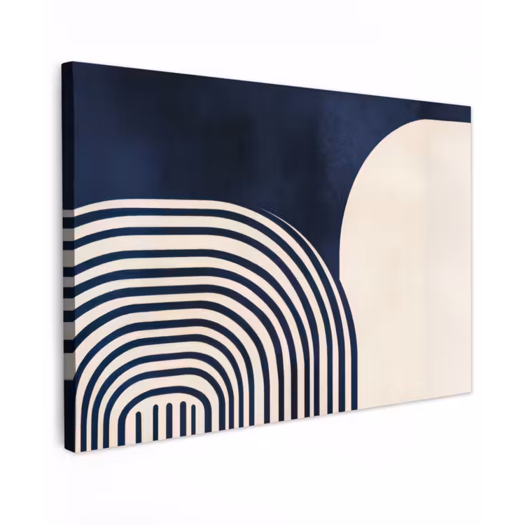 Donkerblauw - Abstract - Lijnen Tuinposter op houten frame 2 cm dik klein -3d