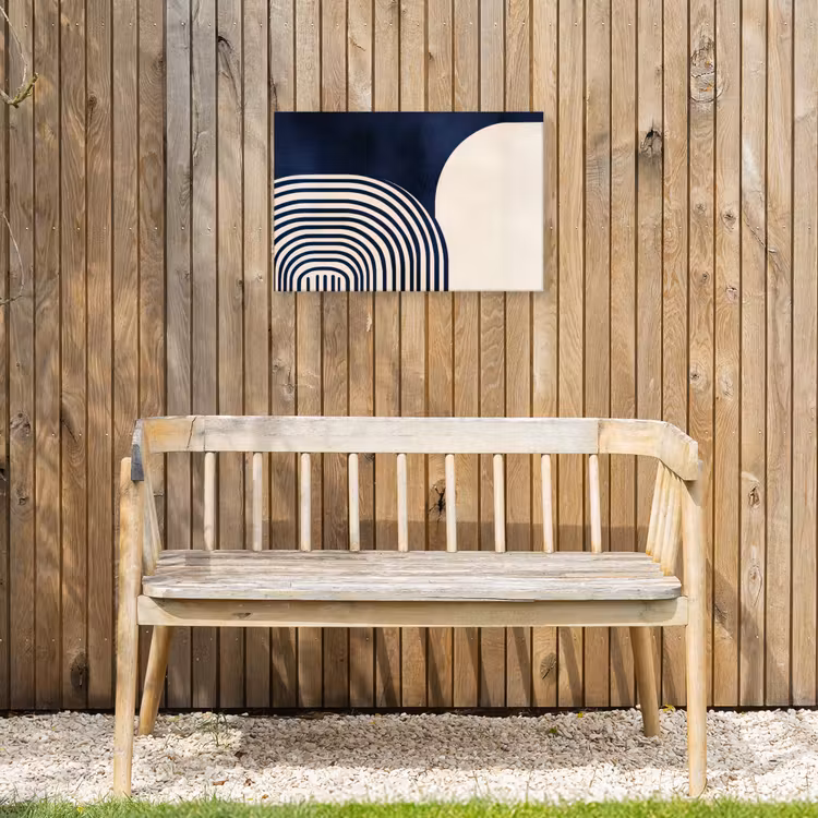 Donkerblauw - Abstract - Lijnen Tuinposter op houten frame 2 cm dik klein -sfeer4