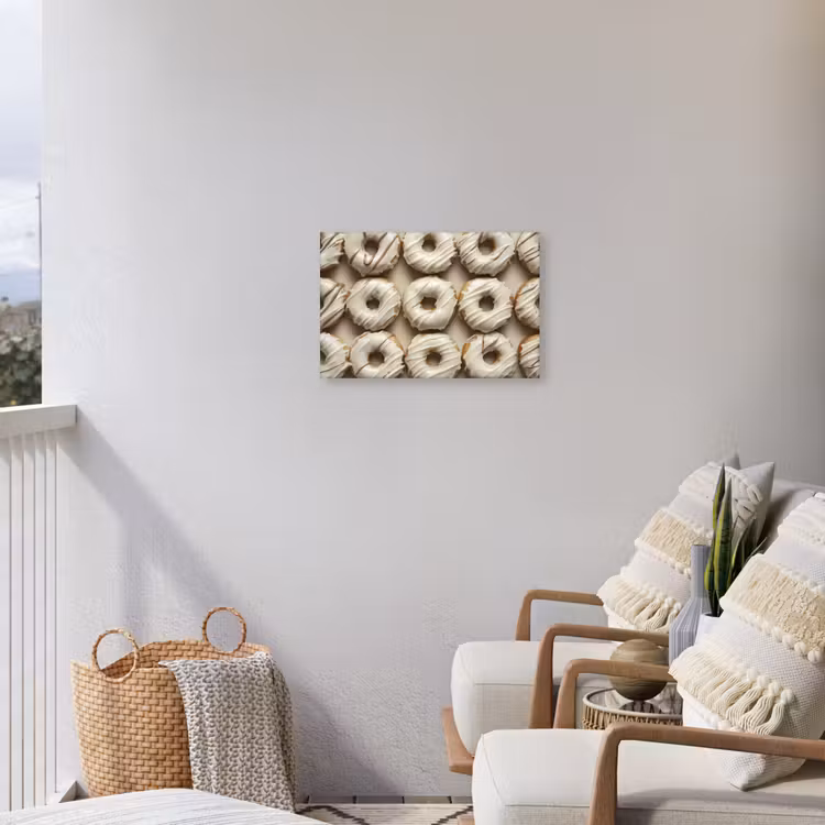 Donuts - Chocolade - Wit - Beige Tuinposter op houten frame 2 cm dik klein -sfeer1