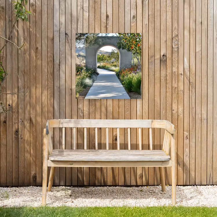 Doorkijk - Pad - Beton - Landschap Tuinposter op houten frame 2 cm dik middel -sfeer4
