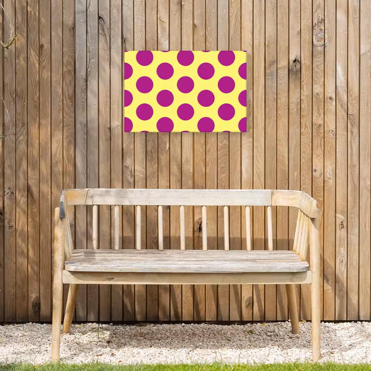 Dots - Klassiek - Geel Tuinposter op houten frame 2 cm dik klein 845 -sfeer4