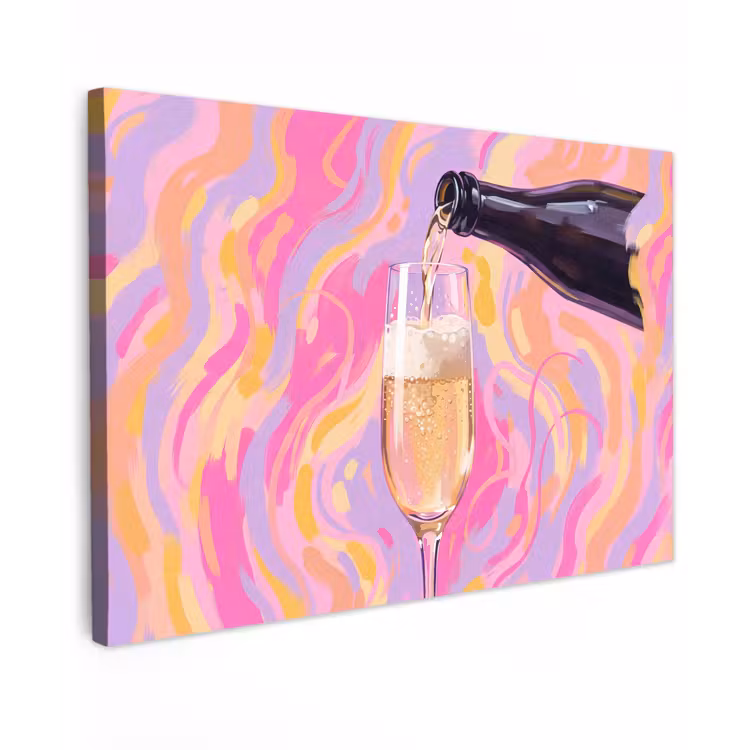 Drank - Inschenken - Feest - Abstract - Roze Tuinposter op houten frame 2 cm dik klein -3d