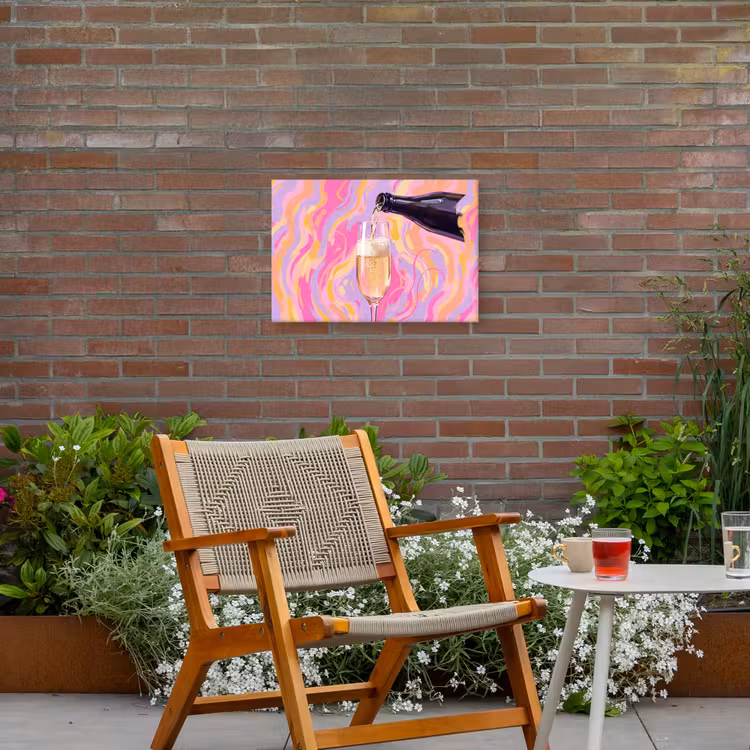 Drank - Inschenken - Feest - Abstract - Roze Tuinposter op houten frame 2 cm dik klein -sfeer3