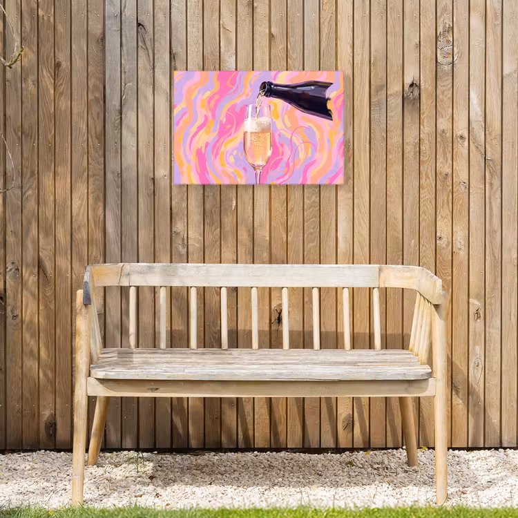 Drank - Inschenken - Feest - Abstract - Roze Tuinposter op houten frame 2 cm dik klein -sfeer4