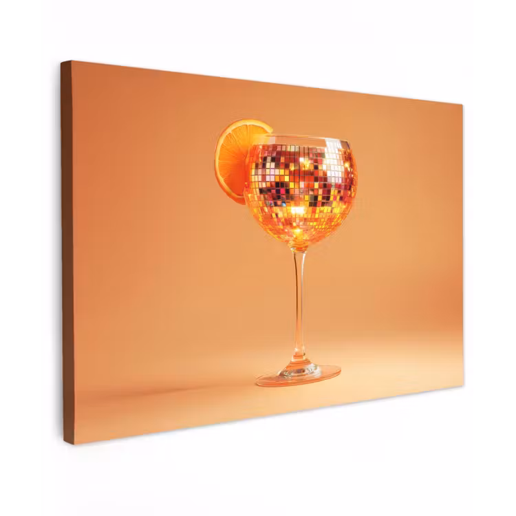 Drank - Oranje - Glitter - Disco Tuinposter op houten frame 2 cm dik klein -3d