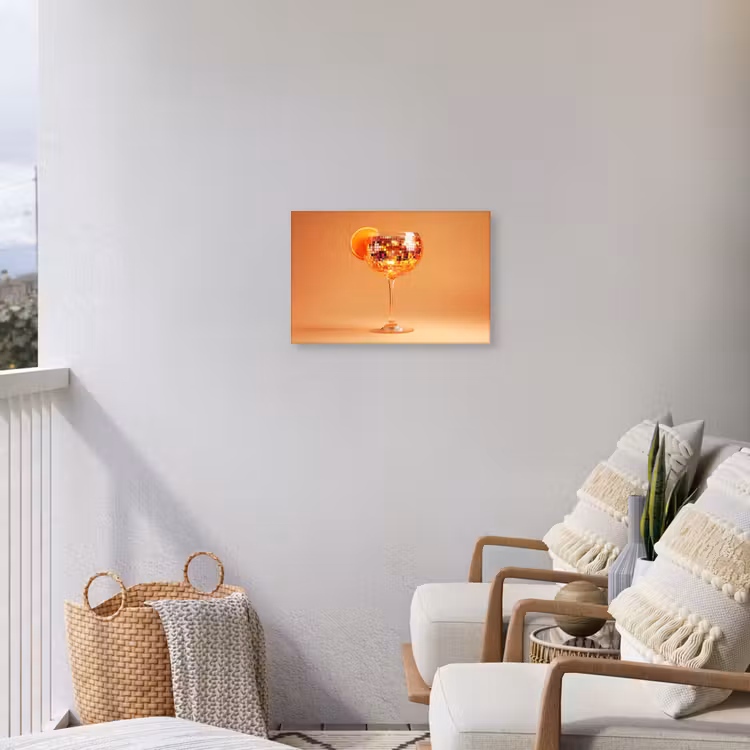 Drank - Oranje - Glitter - Disco Tuinposter op houten frame 2 cm dik klein -sfeer1