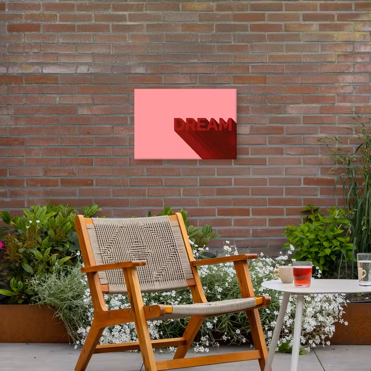 Dream - 3D - Rood - Roze Tuinposter op houten frame 2 cm dik klein -sfeer3