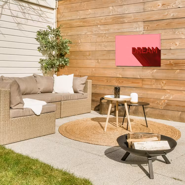 Dream - 3D - Rood - Roze Tuinposter op houten frame 2 cm dik klein -sfeer2