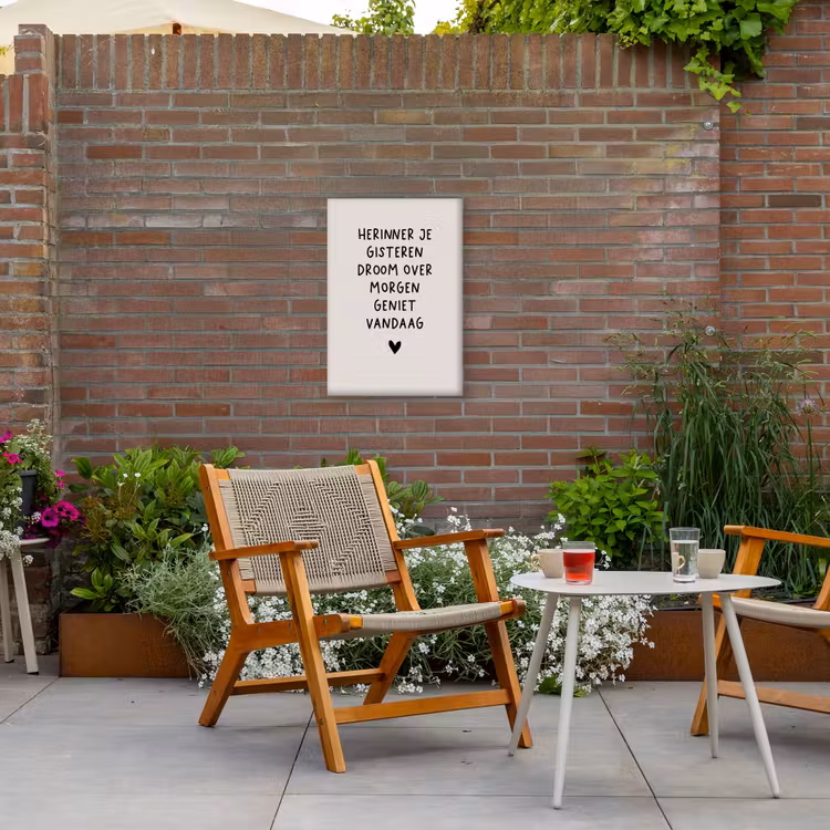 droom-beige Tuinposter op houten frame 2 cm dik klein -sfeer3