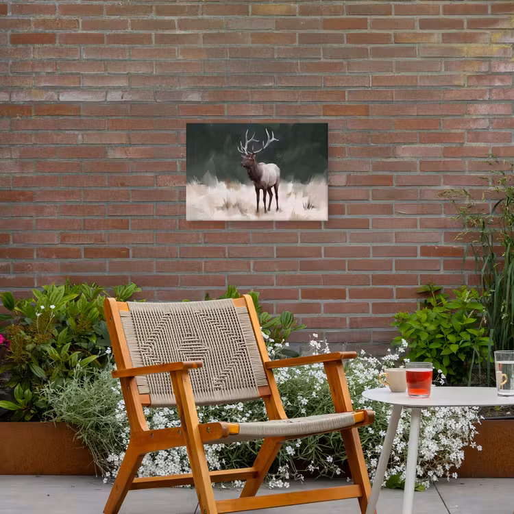 Edelhert - Gewei - Schildering - Rustiek Tuinposter op houten frame 2 cm dik klein -sfeer3