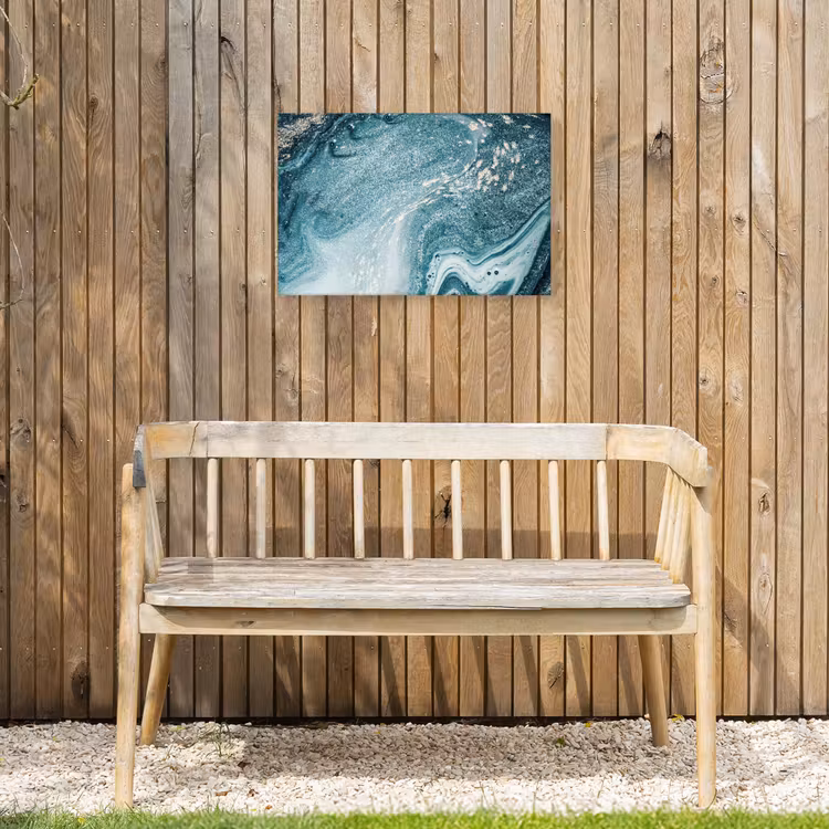 Marmer look - Blauw - Luxe Tuinposter op houten frame 2 cm dik klein -sfeer4