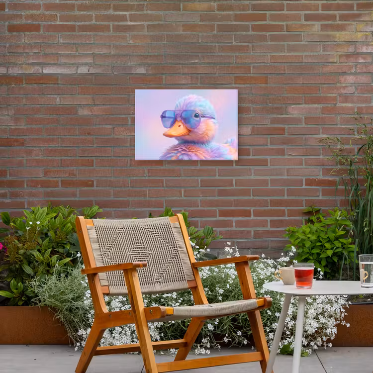 Eend - bril - Pastel Tuinposter op houten frame 2 cm dik klein -sfeer3