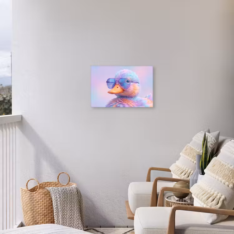 Eend - bril - Pastel Tuinposter op houten frame 2 cm dik klein -sfeer1