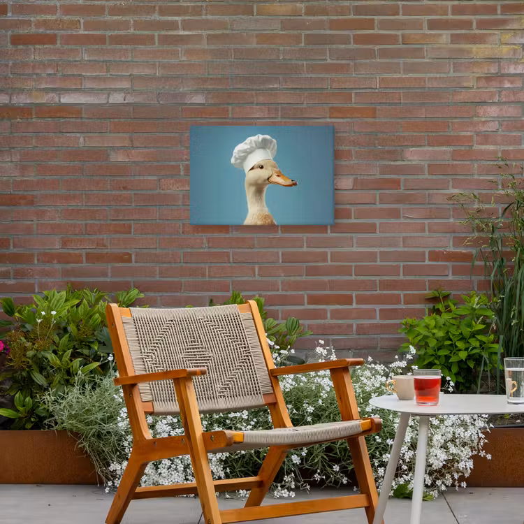 Eend - Koksmuts - Cute - Vogel Tuinposter op houten frame 2 cm dik klein -sfeer3