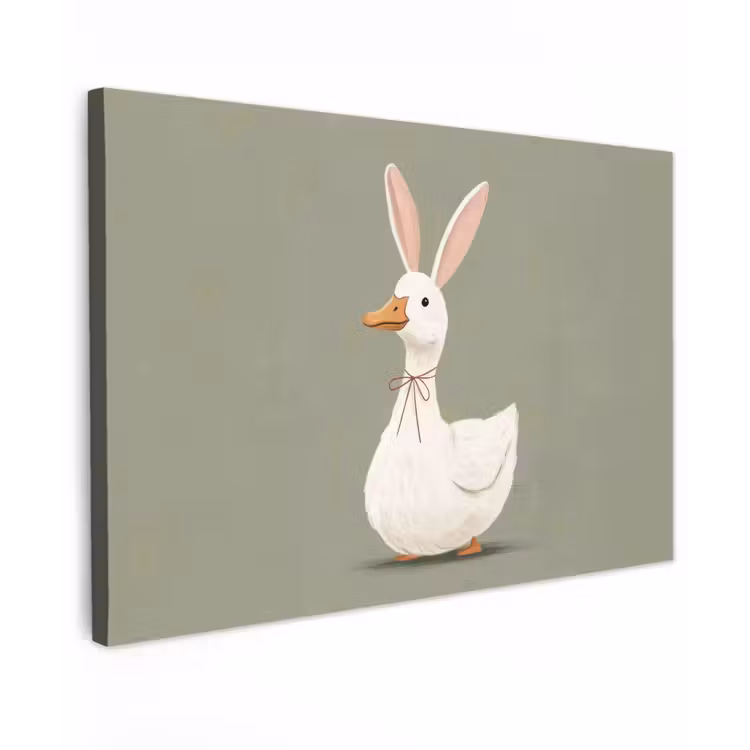 Eend - Konijnoren - Grijs Tuinposter op houten frame 2 cm dik klein -3d