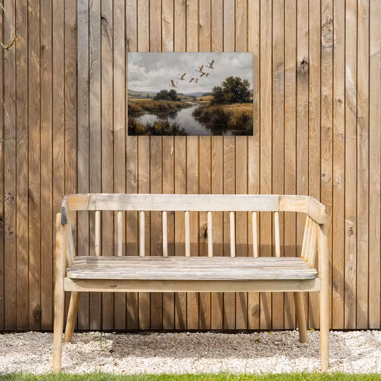 Eenden - Rivier - Landschap - Vlucht - Nostalgisch Tuinposter op houten frame 2 cm dik klein -sfeer4