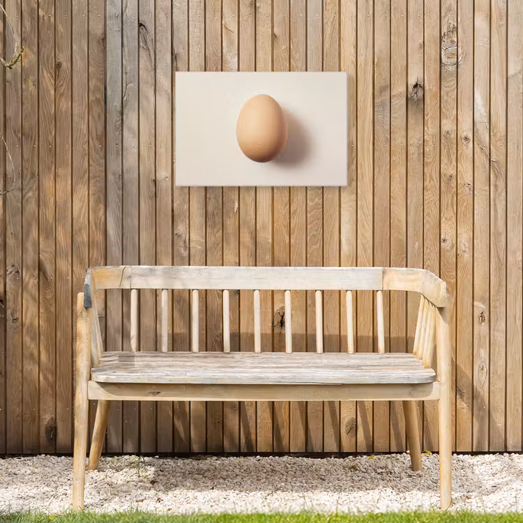 Ei - Beige - Ovaal - Egaal Tuinposter op houten frame 2 cm dik klein -sfeer4