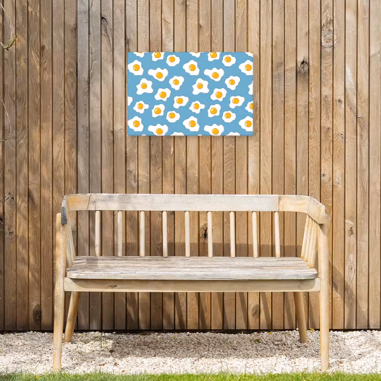 Eieren - Dooiers - Blauw Tuinposter op houten frame 2 cm dik klein 845 -sfeer4