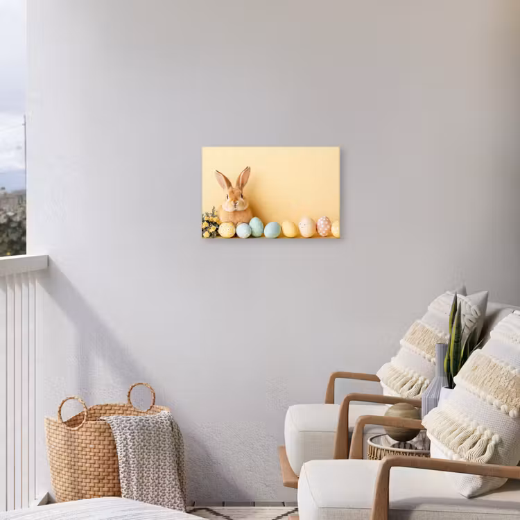 Eieren -  Konijn - Pasteltinten Tuinposter op houten frame 2 cm dik klein -sfeer1