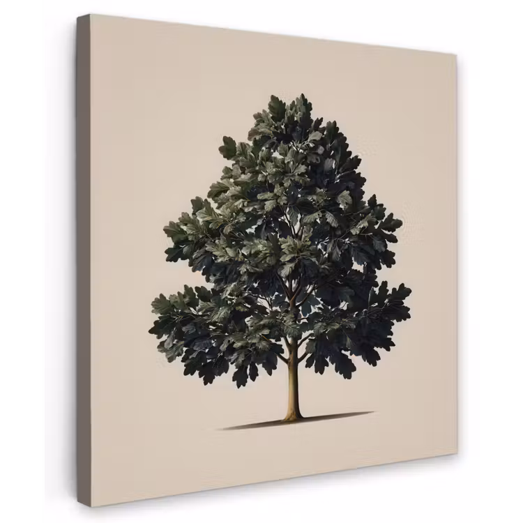 Eikenboom - Schaduw - Egaal Tuinposter op houten frame 2 cm dik middel -3d