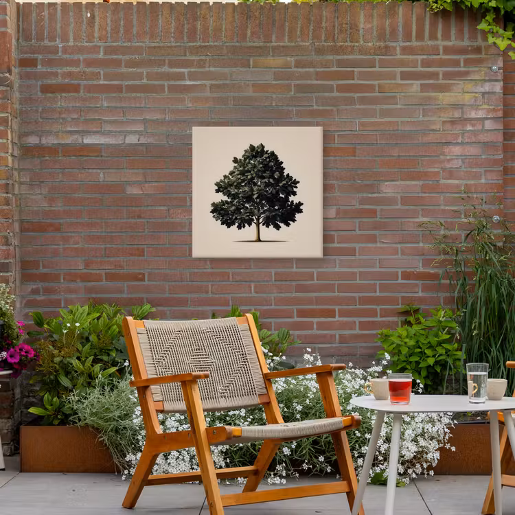 Eikenboom - Schaduw - Egaal Tuinposter op houten frame 2 cm dik middel -sfeer3