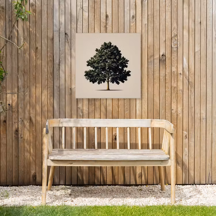 Eikenboom - Schaduw - Egaal Tuinposter op houten frame 2 cm dik middel -sfeer4