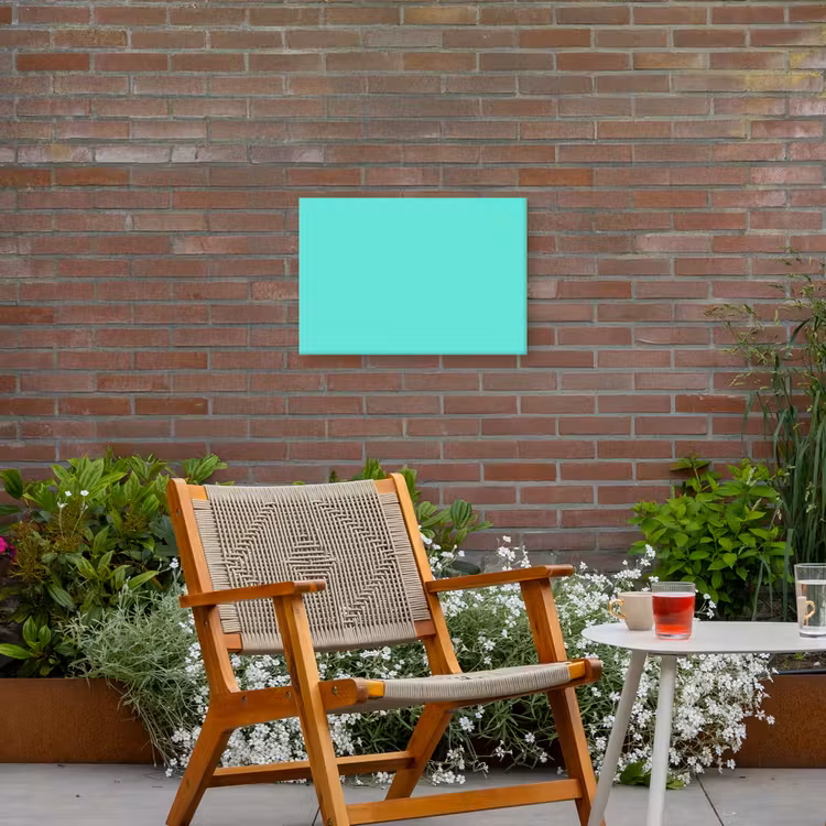 Electric - Cyan - Turkoois Tuinposter op houten frame 2 cm dik klein 845 -sfeer3