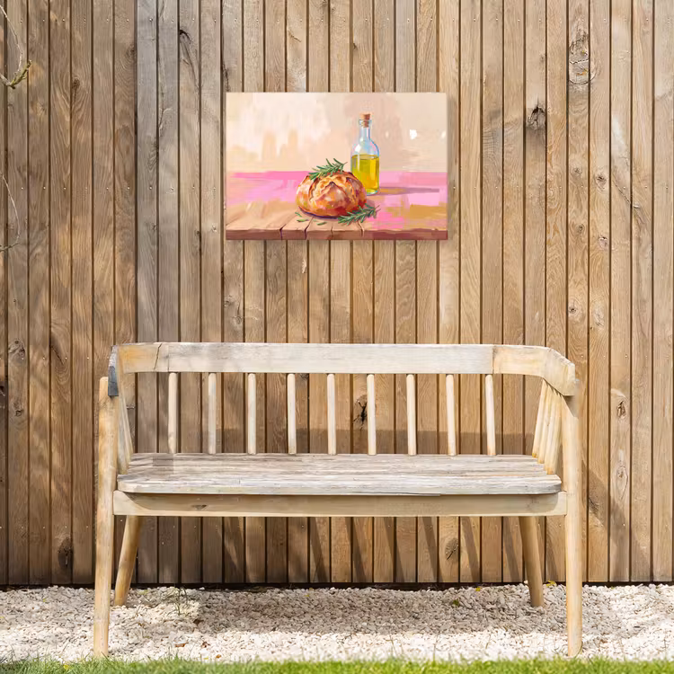 Eten - Brood - Olijfolie - Abstract - Keuken Tuinposter op houten frame 2 cm dik klein -sfeer4