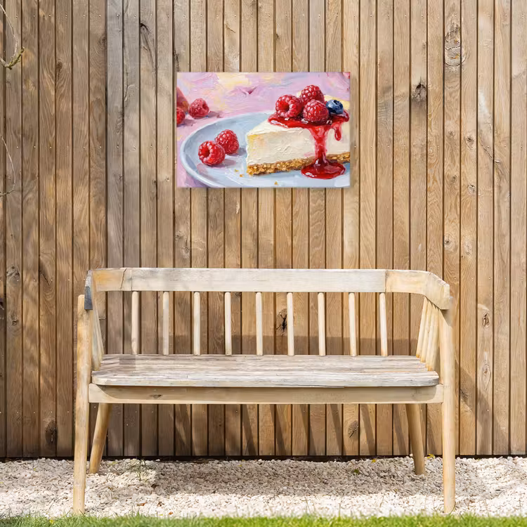 Eten - Cheesecake - Bessen - Abstract - Roze Tuinposter op houten frame 2 cm dik klein -sfeer4