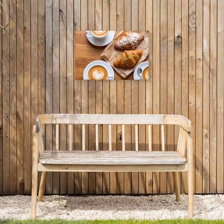Eten - Croissant - Koffie - Ontbijt - Modern Tuinposter op houten frame 2 cm dik klein -sfeer4