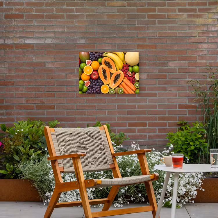 Eten - Fruit - Groenten - Vers - Kleurrijk Tuinposter op houten frame 2 cm dik klein -sfeer3
