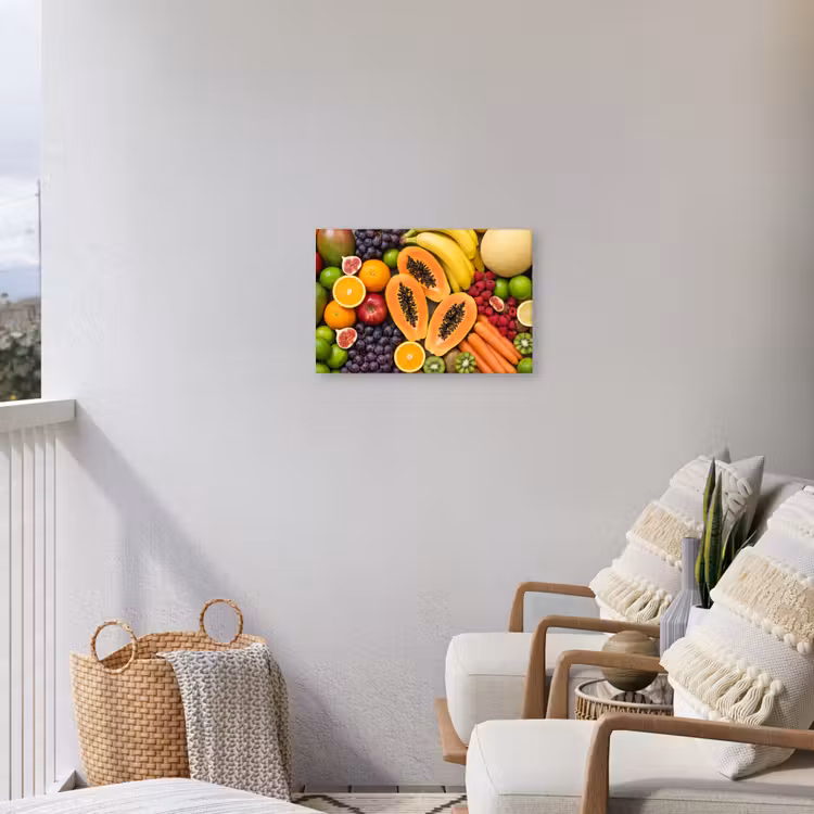 Eten - Fruit - Groenten - Vers - Kleurrijk Tuinposter op houten frame 2 cm dik klein -sfeer1