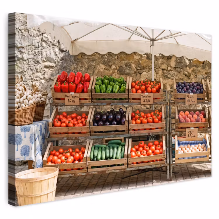 Buiten canvas - Eten - Markt - Vers - Eten - Markt - Vers Tuinposter op houten frame 2 cm dik klein