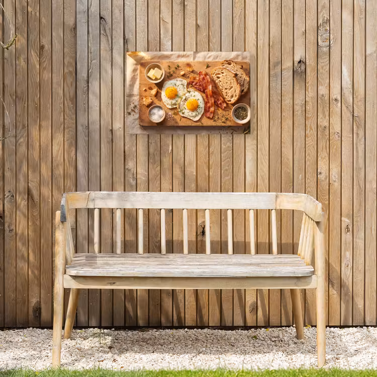 Eten - Ontbijt - Hout - Rustiek - Geel Tuinposter op houten frame 2 cm dik klein -sfeer4