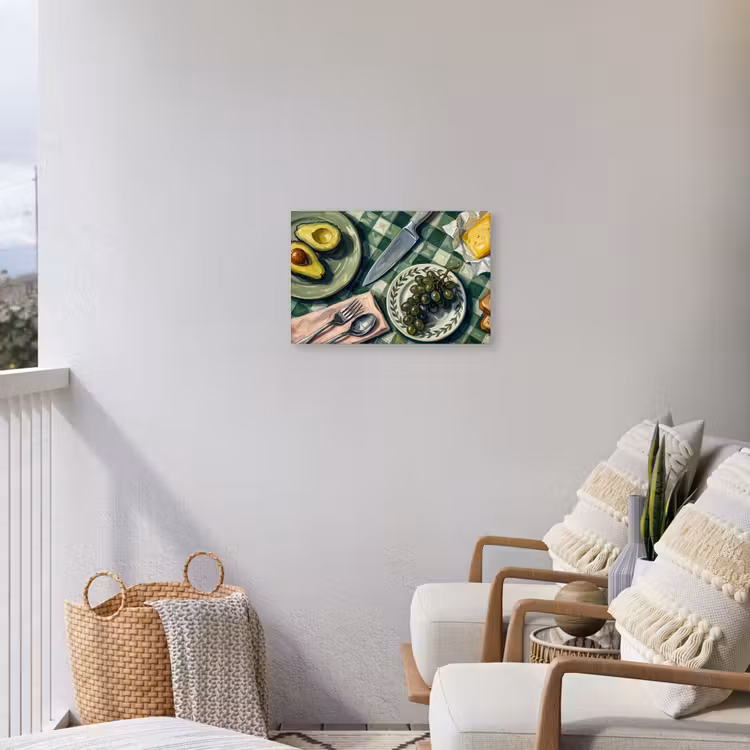 Eten - Ontbijt - Tafel - Modern - Groen Tuinposter op houten frame 2 cm dik klein -sfeer1