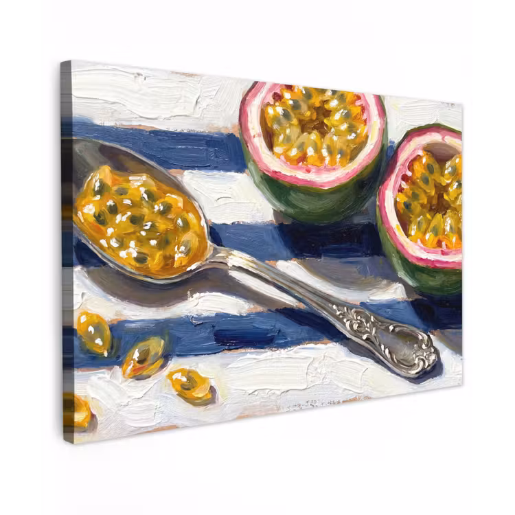 Eten - Passievrucht - Tropisch - Modern - Kleurrijk Tuinposter op houten frame 2 cm dik klein -3d