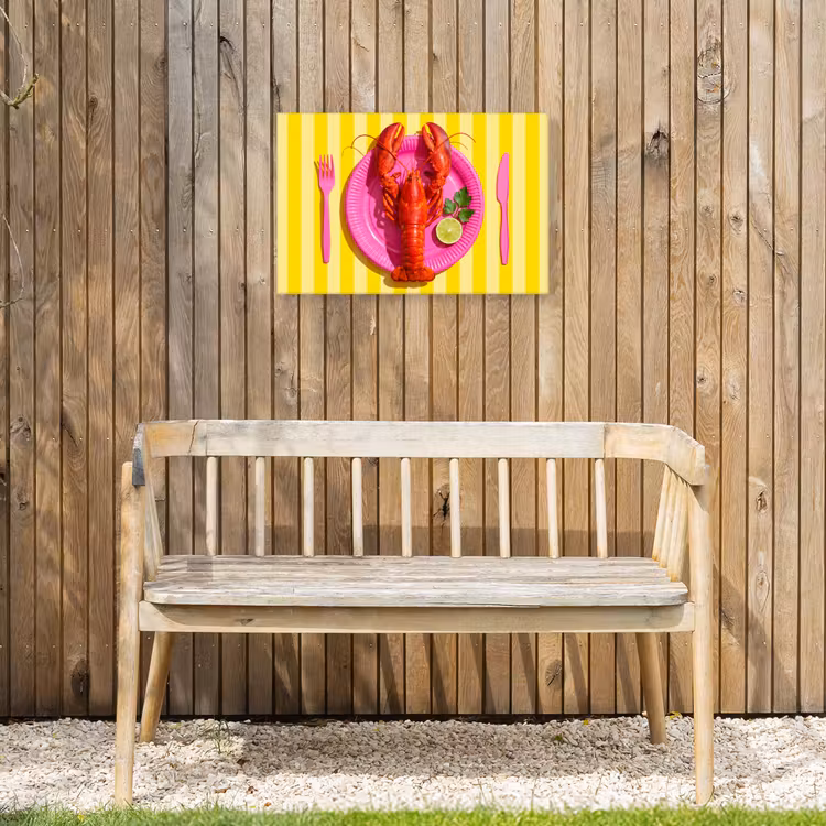 Eten - Roze - Geel - Modern - Culinaire Tuinposter op houten frame 2 cm dik klein -sfeer4
