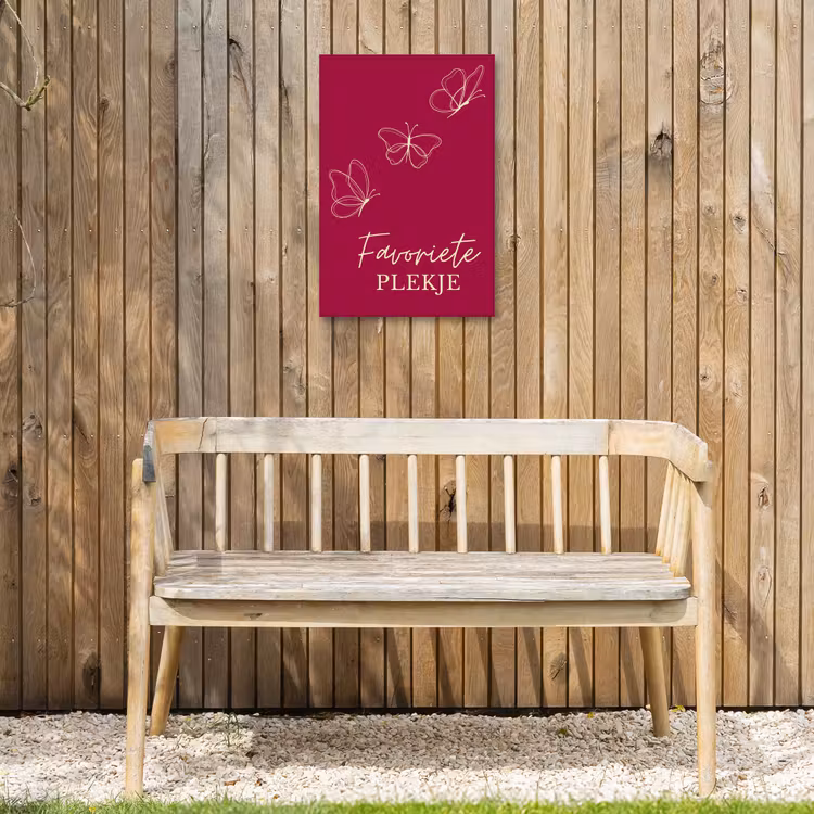 Favoriete plekje met Vlinders Tuinposter op houten frame 2 cm dik klein -sfeer4