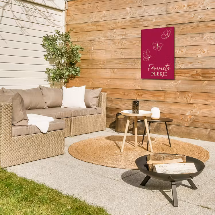 Favoriete plekje met Vlinders Tuinposter op houten frame 2 cm dik klein -sfeer2