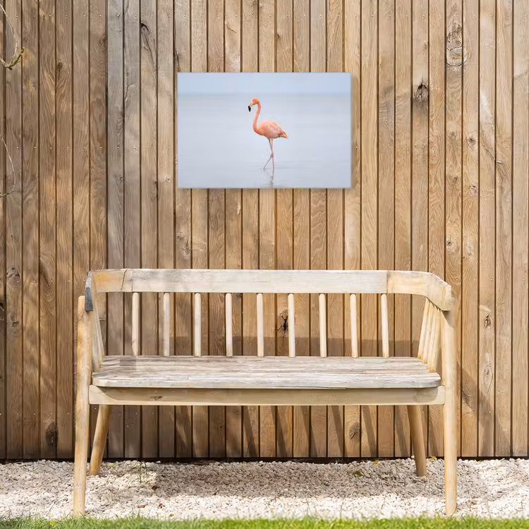 Flamingo - Zee - Roze Tuinposter op houten frame 2 cm dik klein -sfeer4