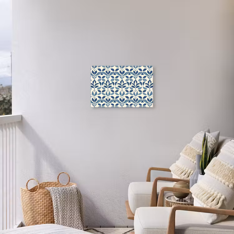 Flora - Modern - Blauw Tuinposter op houten frame 2 cm dik klein 845 -sfeer1
