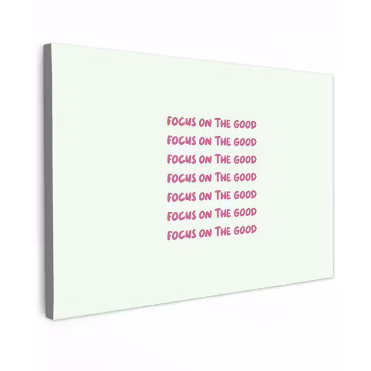 Focus on the good - Roze Tuinposter op houten frame 2 cm dik klein -3d