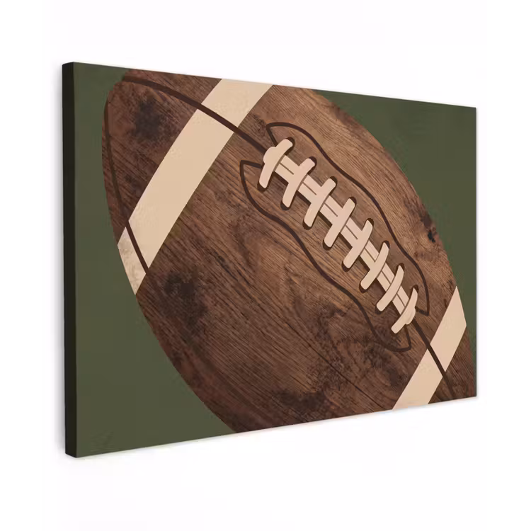 Football - Hout - Sport - Groen Tuinposter op houten frame 2 cm dik klein -3d