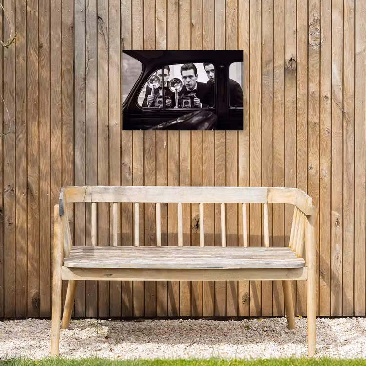Fotograaf - Camera - Vintage - Journalistiek - Zwart-wit Tuinposter op houten frame 2 cm dik klein -sfeer4