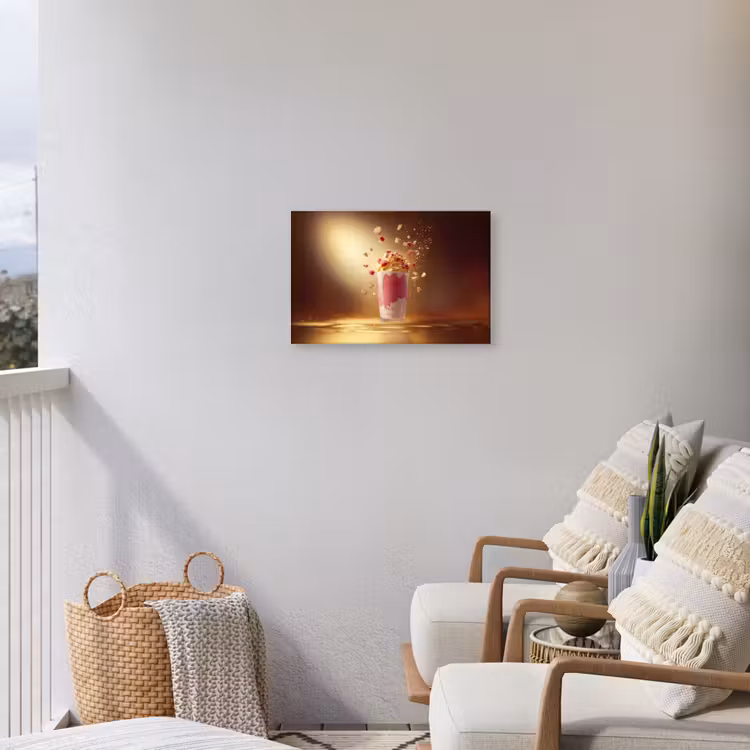 Framboos - Smoothie - Drinken - Roze Tuinposter op houten frame 2 cm dik klein -sfeer1