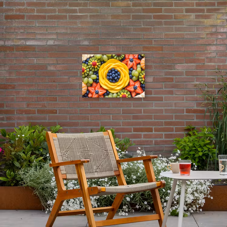 Fruit - Arrangement - Gezond - Kleurrijk - Eten Tuinposter op houten frame 2 cm dik klein -sfeer3